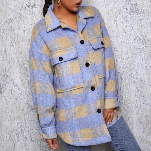 Gingham Button Through Flap Pocket Overcoat - Picture 3 of 14